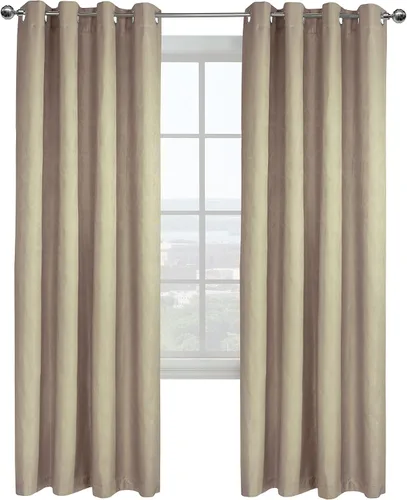 Miniatura 2 de Loft Living Panel de cortina jacquard opaca con ojales, color esmeralda, 52 x 95 pulgadas, lino