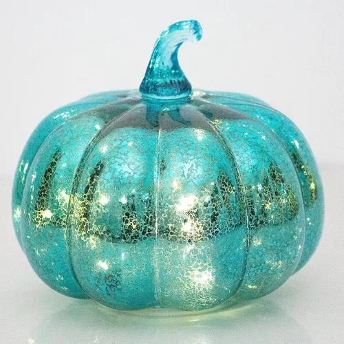 Mercury Glass Pumpkin Light with Timer, with 10 Fairy Lights Inside,Battery Operated Led Pumpkin Light,Ideal for Halloween Fall Decoration,
