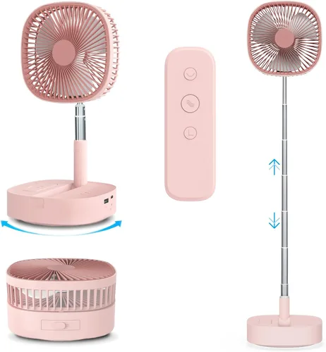 Miniatura 8 de Magesh Ventilador de pedestal oscilante portátil y remoto, rotación de 120°, ventilador plegable 3 en 1, ventilador de escritorio, antideslizante