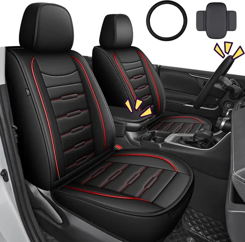 Miniatura 8 de AOMSAZTO RAV4 - Fundas de asiento delantero de cuero para Toyota RAV4 2019 2020 2021 2022 2023 2024 2025 LE, XLE, XLE Premium, Limited con Línea roja