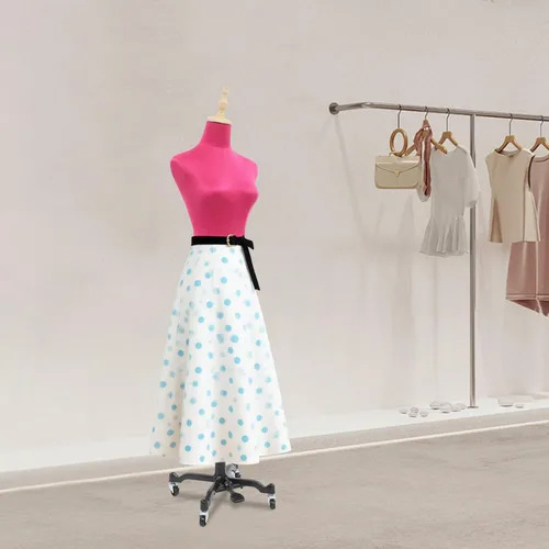 Miniatura 3 de Torso de maniquí de forma de vestido femenino, modelo de cuerpo ajustable de 51 a 75 pulgadas, modelo de exhibición de ropa con ruedas de 360°