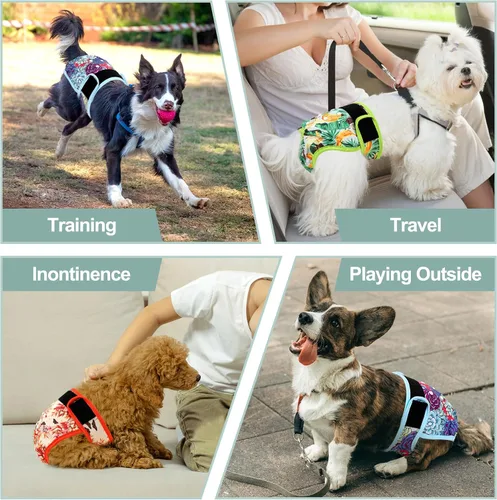 Miniatura 125 de Pañales lavables para perros, para hembras caninas, reutilizables, para periodo de celo, altamente absorbentes, para incontinencia, con broches