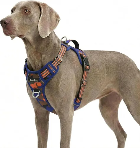 Miniatura 35 de Funfox Arnés para perro sin tirones, arnés de chaleco ajustable para mascotas, material súper suave con mango vertical, fácil control, paseo