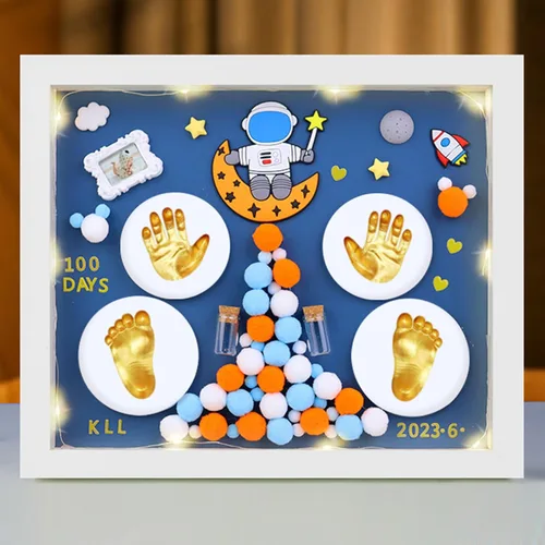Miniatura 8 de MCstars Kit personalizado de mano y huella de bebé, pies de recuerdo y huellas de manos para recién nacidos, regalo para baby shower, Navidad