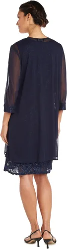 Miniatura 7 de R&M Richards Vestido corto de encaje para madre de la novia con chaqueta para mujer