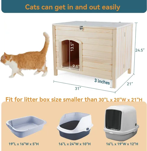 Miniatura 5 de Petsfit Caja de arena plegable, no requiere herramientas para el montaje, caja de arena para gatos, muebles ocultos, se adapta a la mayoría de cajas