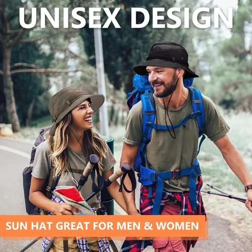 Miniatura 8 de Obling Sombrero de sol para hombres y mujeres, sombrero de pesca UPF 50 de ala ancha, sombrero de pescador Safari Boonie