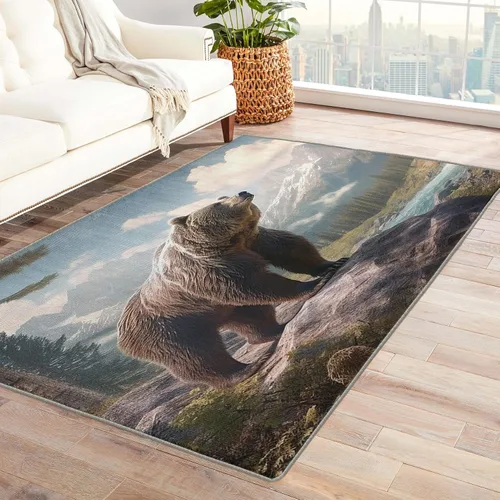 Miniatura 35 de Alfombra retro y decoración del hogar, alfombra lavable de 2 x 3 a 70 segundos, para entrada, sala de estar, dormitorio, tapete antideslizante