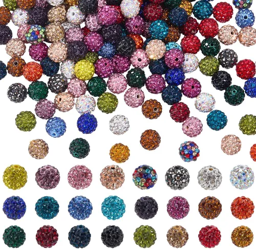 Miniatura 23 de Pandahall - Bolas de arcilla de 10 mm, tipo discoteca con 100 unidades, cuentas de polímero de arcilla con diamantes de imitación, creaciones Azul