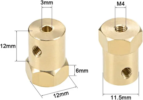 Miniatura 2 de uxcell Acoplador hexagonal de 0.118 in con motor de orificio hexagonal de latón acoplamiento flexible para ruedas de automóvil, neumáticos, motor