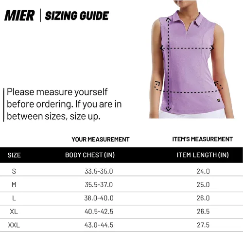 Miniatura 7 de MIER Women's Sleeveless Golf Shirt Tank Top Collared Tennis Polo Shirts with Zip Quick Dry