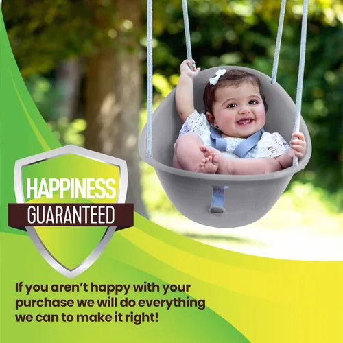 Miniatura 7 de Swurfer Columpio de coco para niños pequeños, cómodo columpio para bebé al aire libre, arnés de seguridad ajustable de 3 puntos, sistema de bloqueo