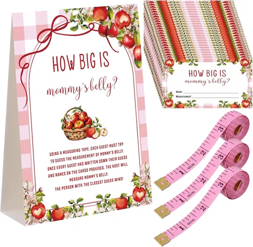 Miniatura 8 de Sinload Juego de 54 piezas de arco rosa para baby shower, coqueta rosa con lazo para medir el vientre, incluye el signo de vientre de mamá 50