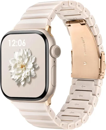 Miniatura 31 de V.R.HOPE Correa de Resina para Reloj Compatible con Apple Watch para Mujeres 38mm 40mm 41mm 42mm Oro Rosa Ligero Pulsera de Pulsera para iWatch Beige