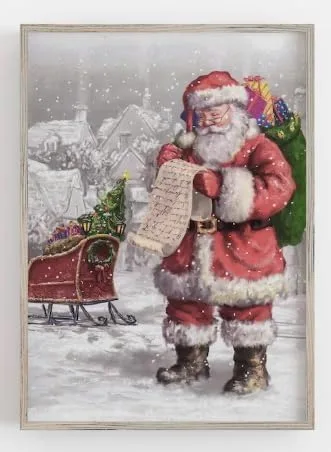 Impresión artística de pared de Papá Noel, arte vintage de Navidad, impresión de Navidad, decoración de pared de vacaciones, impresión de póster de