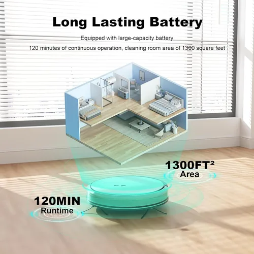 Miniatura 4 de TECBOT S1 Robot aspirador delgado de 120 minutos de tiempo de funcionamiento, robot 2 en 1 para barrer o trapear autocarga WiFi, aplicación y Azul