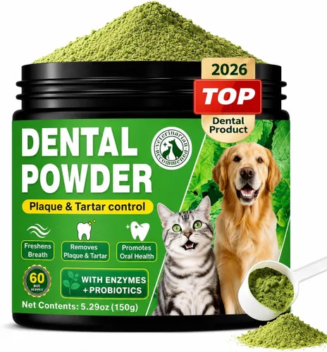 Polvo dental para perros, polvo de limpieza de dientes de perro, polvo dental para dientes de perros, removedor de placa y sarro, ambientador de