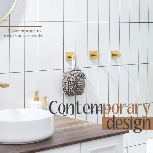 Miniatura 6 de KOKOSIRI Ganchos para Toallas de Baño para Pared de Ducha, Colgadores de Toallas, Ganchos para Bata de Baño para Puerta, Cocina, Armario, Acero Oro