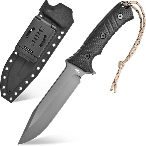 Gtkii GTK2 cuchillo de hoja fija de acero AUS-10 con mango de nylon y fibra de vidrio de espiga completa, cuchillos de herramienta EDC para camping