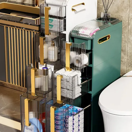 Miniatura 3 de JATIBOSH Estante lateral para almacenamiento de papel, pequeño gabinete de almacenamiento de baño independiente, soporte de papel higiénico