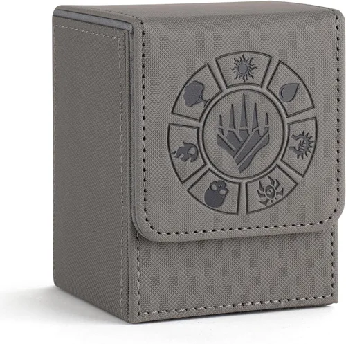 Miniatura 9 de Caja de cubierta Arkeiliy MTG con funda para 50 cartas, caja de cubierta de piel para más de 110 cartas para Magic Commander, estuches Amarillo III