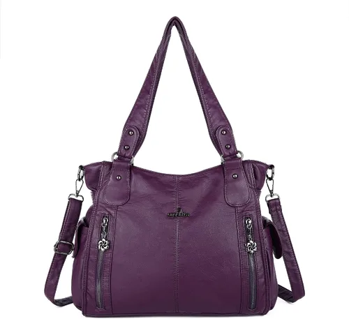 Miniatura 19 de Angel Kiss Bolsos para mujer con tiras en la parte superior, bolso estilo Hobo, bolsas de hombro espaciosas y casuales, cartera estilo Tote de PU