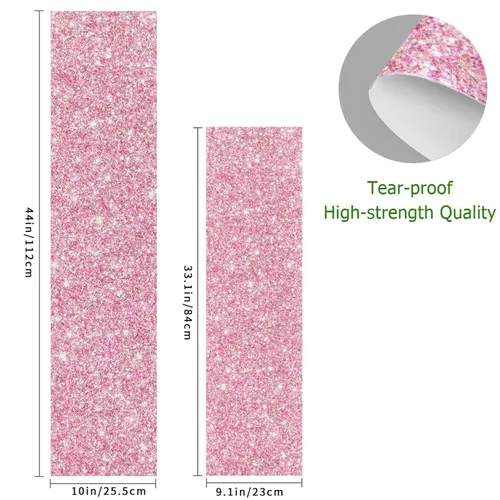Miniatura 4 de Kigai Cinta de agarre para patineta con purpurina rosa, sin burbujas, antideslizante, papel de lija para tabla rodante, 33 x 9 pulgadas