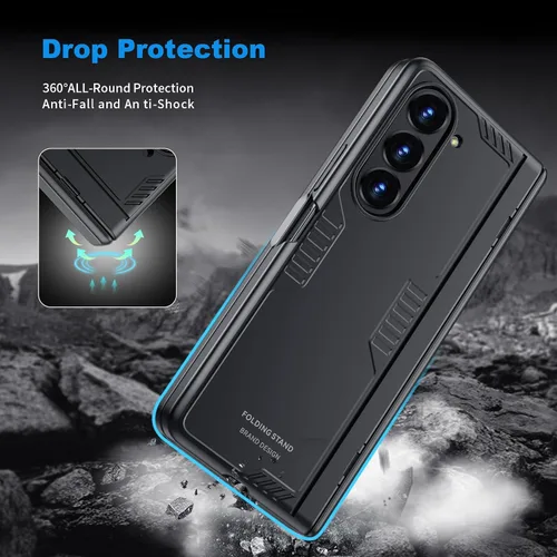 Miniatura 7 de Funda para Samsung Z-Fold-5: [Soporte oculto] [Carga inalámbrica] Funda delgada con protección de bisagra ligera con protector de pantalla - Funda
