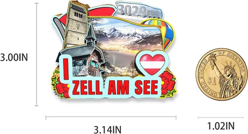 Miniatura 3 de Austria Zell Am See - Imán para nevera, diseño de madera en 3D, para viajes, coleccionables, decoración hecha a mano