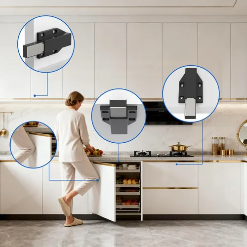 Miniatura 5 de Touch Latch Jiayi - Cerradura magnética de resorte para puerta grande, cierre oculto para puerta grande, cierre de puerta oculta, cierre a presión