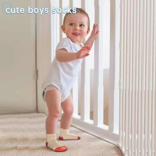 Miniatura 6 de Tphon Calcetines tobilleros antideslizantes para bebés y niños pequeños con agarres para niños y niñas, 12 pares para bebés y niños de 0 a 7 años