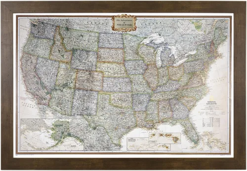 Miniatura 30 de Push Pin Travel Maps - Executive US - Mapa de pines enmarcado con marco negro para rastrear tus viajes - 27.5 x 39.5 pulgadas - 8 opciones de marco