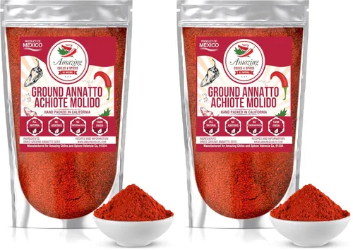 Miniatura 9 de Achiote Powder - Semillas de annatto molidas de 16 onzas (1 libra), ideales para añadir color y sabor suave en sopas, guisos, carnes y recetas