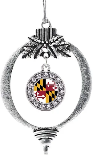 Miniatura 249 de Inspired Silver - Twin One - Adorno festivo de Navidad de plata - Adorno festivo de árbol de Navidad con dije de círculo y circonita cúbica