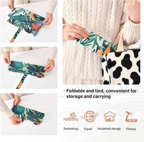 Miniatura 4 de Tropical Style Green Leaves Flower 3 Set Packing Travel Bags Waterproof Storage Bags For Closets Saver Travel Bags Organizers For Bedroom