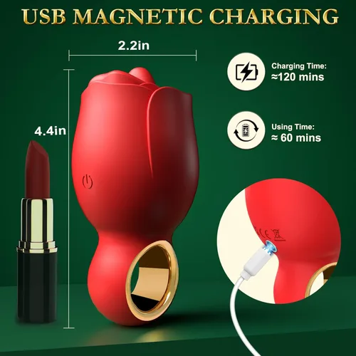 Miniatura 6 de Vibrador juguetes sexuales para adultos, juguete sexual de rosa con lengua de lamer girada de 360°, juguetes sexuales femeninos con asa, juguetes