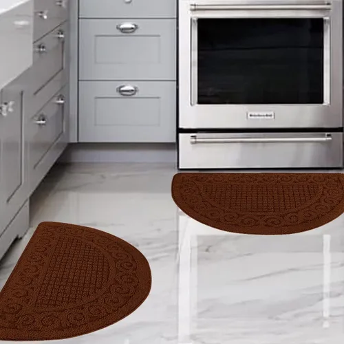 Miniatura 13 de Alfombras Rojas de Cocina para Piso de 2 Piezas 18"X30", Antideslizantes Lavables, Alfombra de Cocina Absorbente de Pie, Alfombra de Medio Círculo