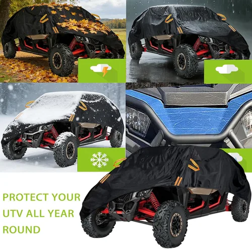 Miniatura 7 de UTV Cover for CFMoto UForce LE 2003-2022, All Weather Outdoor UTV Storage Cover with Windproof Buckles & Elastic Hem, Water Resistant for Side by