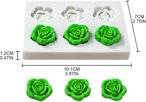 Miniatura 2 de Molde de silicona de flor de rosa de 6 cavidades, molde de chocolate para fondant, modelo de resina de arcilla, herramienta de decoración
