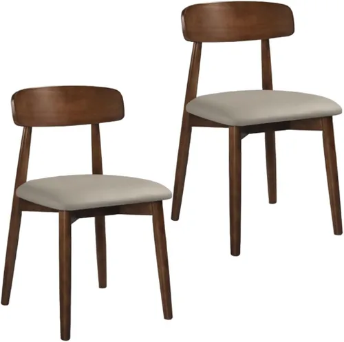 Miniatura 25 de YVYKFZD Solid Wood Dining Chairs, Armless Dining Room Chair Set, Leather Upholstered Kitchen Chairs, Comfy Side Chair with Curved Back, for