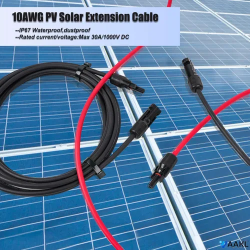 Miniatura 6 de Cable de extensión solar de 30 pies 10 AWG (6 mm²), cable de alimentación solar, cable macho hembra, calibre 30 pies, cable de 30 A para techo