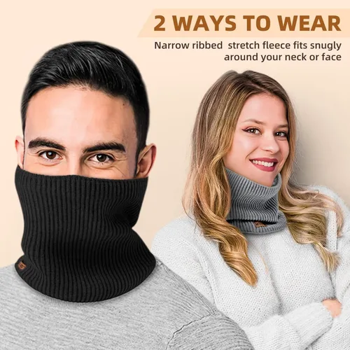 Miniatura 4 de Polainas de cuello de invierno para hombre, paquete de 3, calentador de cuello para mujer, térmica, gruesa, cálida, forro polar, clima frío, bufanda