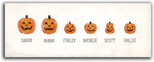 Miniatura 18 de Personal-Prints Familia Jack-O-Lantern – Regalo único personalizado de Halloween u otoño para Acción de Gracias o decoración y inauguración