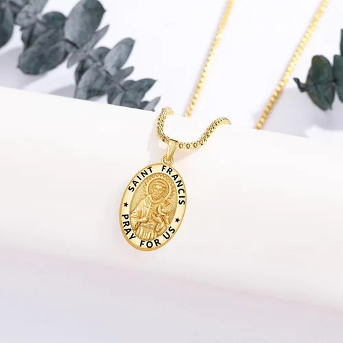 Miniatura 68 de Eusense San Miguel San Cristóbal San Benito San Judas Virgen María Collar chapado en oro 925 joyería religiosa para hombres y mujeres, collar