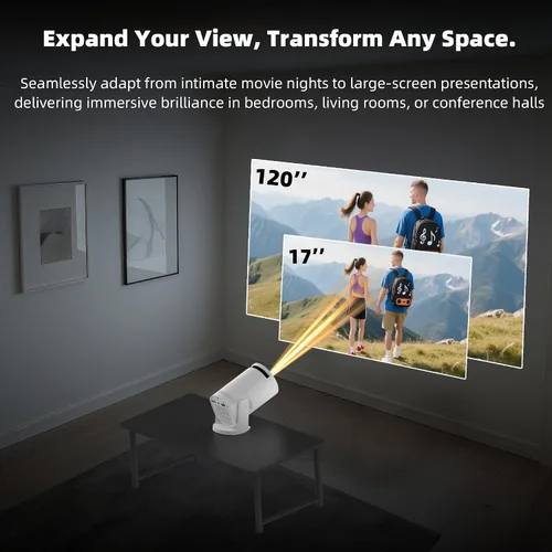 Miniatura 6 de Mini proyector inalámbrico con WIFI 6 y Bluetooth, soporte 4K 1080P Proyector portátil giratorio de 180°. Proyector de video de pantalla