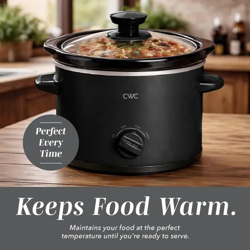 Miniatura 6 de COOK WITH COLOR 2QT Mini Olla de cocción lenta eléctrica redonda - Configuraciones ajustables, olla de gres extraíble, tapa de vidrio templado, apta