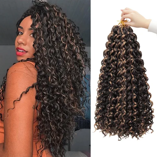 Miniatura 57 de QRHSUKA - Mechones rizados con ganchillo GoGo, cabello ondulado con ganchillo de agua para mujeres, sintético gris, trenzado bohemio, trenza de onda