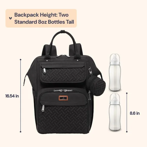 Miniatura 2 de BabbleRoo - Mochila para pañales, bolsa multifuncional para cambiar pañales con cambiador, correas para cochecito y funda para chupón, unisex, Negro