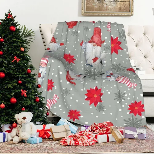 Miniatura 20 de Manta de gnomos navideños para adultos, mujeres, manta de franela suave y cálida para sofá, cama de viaje, 30 x 40 pulgadas para mascotas
