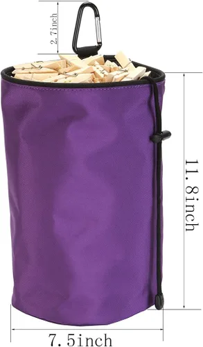 Miniatura 4 de Bolsa de Pinzas para Ropa Colgante Organizador de Clavijas de Tendedero Bolsas de Almacenamiento, A Prueba de Polvo (Puper Ultra Violeta)